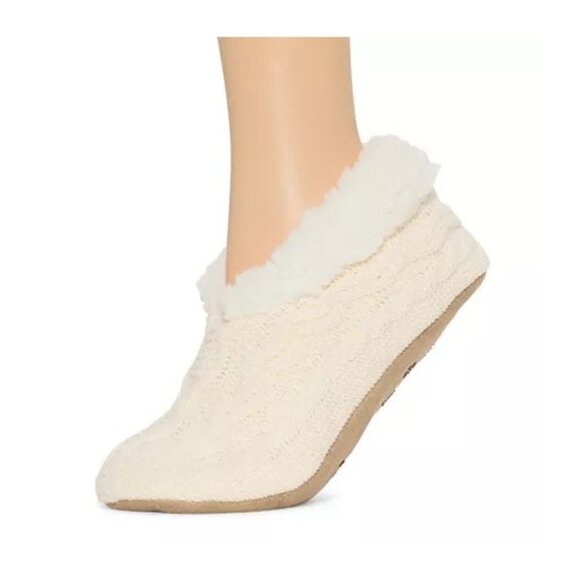 Mixit Shoes - NiB Mixit Women Slipper Sock Slip On Sherpa Lined Knit White Size L-XL $30 1C443